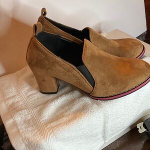 Brown Suede Women's Heeled Shoes